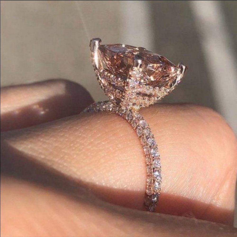 NEW 6 Carat 18K Rose Gold Diamond Morganite Ring